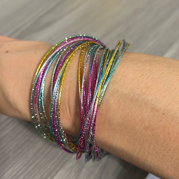 Interconnected Colorful Bangle Set, EUC - Picture 1 of 4